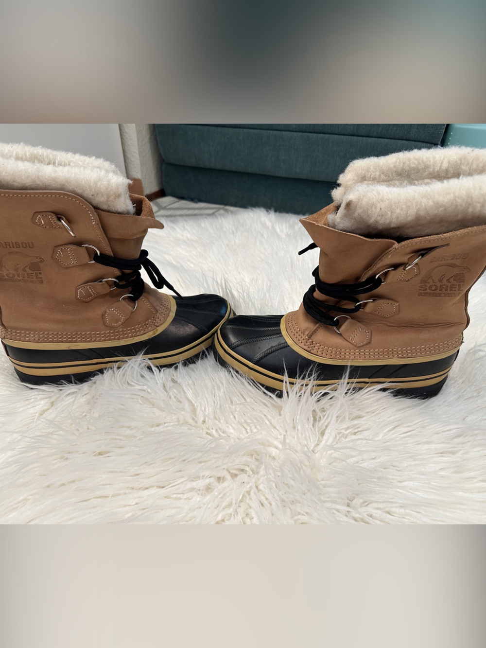 Sorel Tan and Black Insulated Lace-Up Winter Boots